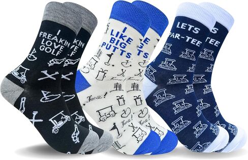 Monkey Stix Unique Funny Gift Socks for Golfers Men Women Kids Golf Socks Crew Length 3 Pairs in Kuwait