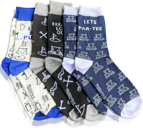 Monkey Stix Unique Funny Gift Socks for Golfers Men Women Kids Golf Socks Crew Length 3 Pairs in Kuwait