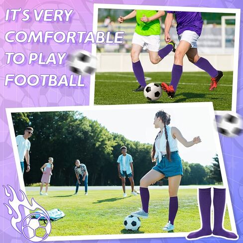 Suhine 12 Pairs Softball Socks Athletic Purple Soccer Socks Baseball Socks Unisex Adult Long Purple Knee High Socks for Youth School Uniform Football Rugby Sports Costume in Kuwait