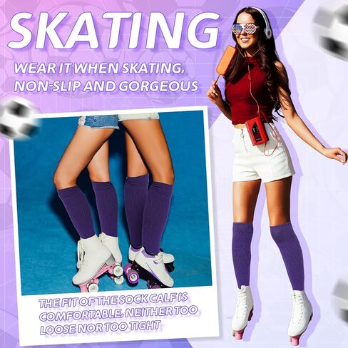 Suhine 12 Pairs Softball Socks Athletic Purple Soccer Socks Baseball Socks Unisex Adult Long Purple Knee High Socks for Youth School Uniform Football Rugby Sports Costume in Kuwait