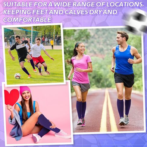 Suhine 12 Pairs Softball Socks Athletic Purple Soccer Socks Baseball Socks Unisex Adult Long Purple Knee High Socks for Youth School Uniform Football Rugby Sports Costume in Kuwait