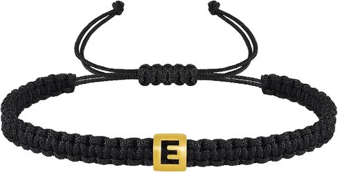 VIBILIA Initial Bracelets for Women Men Teen Boys Girls Woven Rope Braided Letter Bracelet Gold 26 Alphabet Handmade Adjustable Black String Bracelet Jewelry Gifts - A in Kuwait