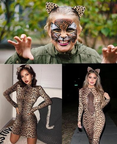 عصابة رأس على شكل أذن قطة فهد | عصابة رأس بأذني الفهد للنساء والفتيات، إكسسوارات أزياء الهالوين التنكرية للبالغين in Kuwait