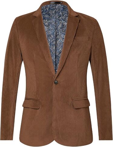 WZIKAI Men's Casual Corduroy Blazer Jacket Slim Fit One Button Work Wear Sport Coat in Kuwait