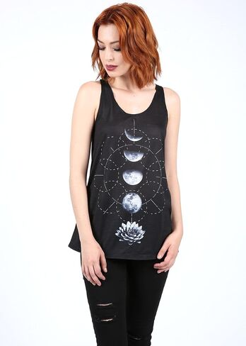 Pretty Attitude Women's Moon Phase Shirt Lotus Flower Shirt Astrology Shirt in Kuwait