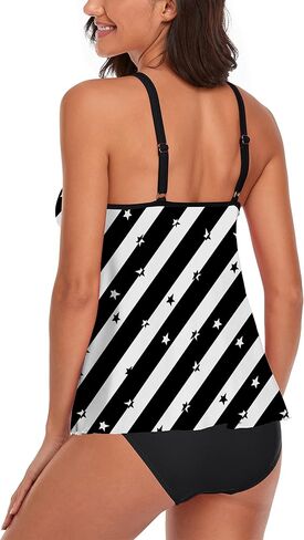Omichic Modest Tankini Sets for Women's Swimsuits 2 Piece Athletic Bathing Suits Flowy Tank Top with Mid-Waist Bikini Bottom in Kuwait