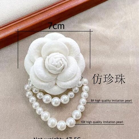 Vintage Wool Camellia Flower Pearl Tassel Brooches Pin Bracelet,Hairpin Headpieces Brooch Shawl Pins Wedding Party Gift Dainty Elegant Lapel Pins Dress Suit Clothes Accessories in Kuwait