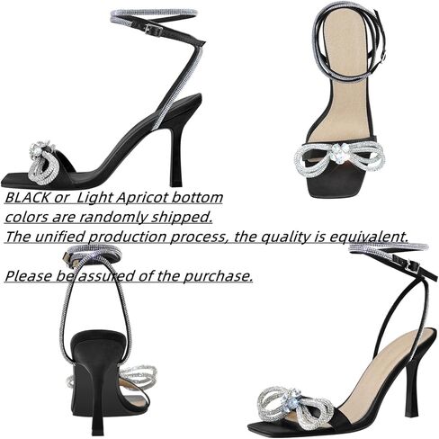 صنادل نسائية من Yolkomo مرصعة بأحجار الراين وأربطة للكاحل بكعب عالٍ in Kuwait