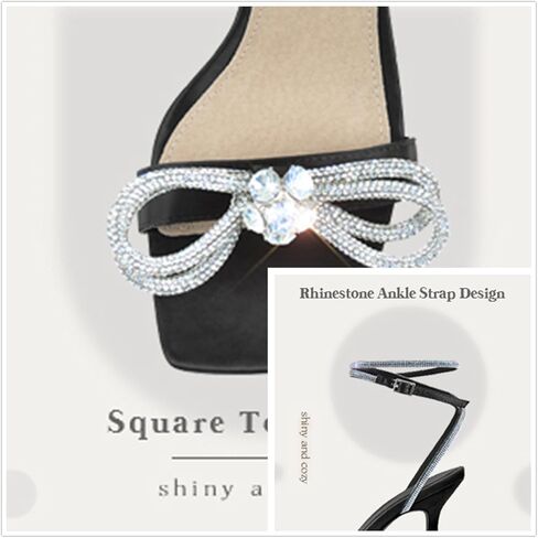 صنادل نسائية من Yolkomo مرصعة بأحجار الراين وأربطة للكاحل بكعب عالٍ in Kuwait