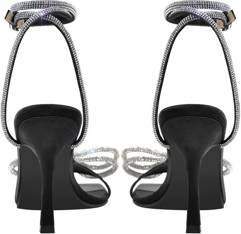 صنادل نسائية من Yolkomo مرصعة بأحجار الراين وأربطة للكاحل بكعب عالٍ in Kuwait