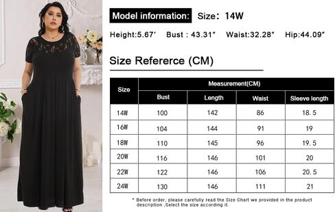 فستان Cuptacc نسائي صيفي كاجوال طويل من الدانتيل بأكمام قصيرة وخصر إمبراطوري طويل مع جيوب in Kuwait