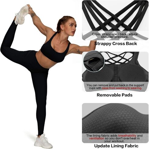 QUEENIEKE Womens Yoga Sport Bra Light Support Strappy Free to Be Bra 77889 in Kuwait
