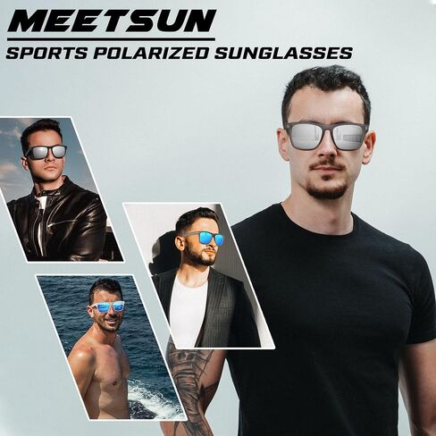 نظارات شمسية مستقطبة من MEETSUN للرجال والنساء، حماية من الأشعة فوق البنفسجية، إطار مربع، نظارات شمسية رياضية لصيد الأسماك والقيادة in Kuwait