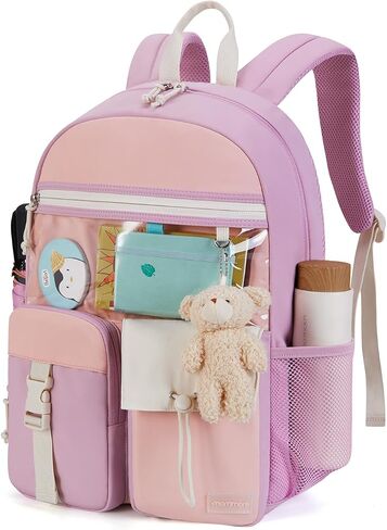 حقائب ظهر مدرسية للفتيات من mommore، حقيبة ظهر مدرسية خفيفة الوزن للأطفال من Kawaii حقيبة كتب مدرسية خفيفة الوزن للفتيات المراهقات حقيبة نهارية للسفر، باللون الوردي in Kuwait