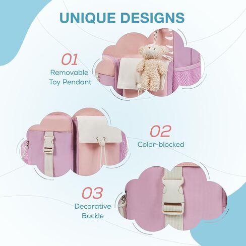 حقائب ظهر مدرسية للفتيات من mommore، حقيبة ظهر مدرسية خفيفة الوزن للأطفال من Kawaii حقيبة كتب مدرسية خفيفة الوزن للفتيات المراهقات حقيبة نهارية للسفر، باللون الوردي in Kuwait