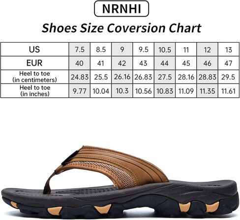 شبشب NRNHI Beach Flip Flops للرجال يدعم قوس القدم، صنادل جلدية كاجوال صيفية مقاومة للانزلاق للمشي لمسافات طويلة in Kuwait