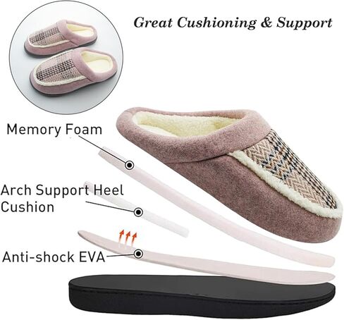 Guyarns Fuzzy Slippers for Women,Mens Clog Slippers,High-Density Memory Foam Warm House Shoes with Anti-Skid Sole for Ladies Indoor Outdoor in Kuwait