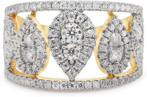 مجوهرات SAVEARTH DIAMONDS 1 قيراط (Cttw) مقطوعة بشكل دائري من الألماس المويسانتي بصف مزدوج على شكل دمعة للنساء من الذهب عيار 14 قيراط فوق الفضة الإسترلينية (لون G-H، وضوح VVS1) in Kuwait