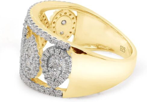 مجوهرات SAVEARTH DIAMONDS 1 قيراط (Cttw) مقطوعة بشكل دائري من الألماس المويسانتي بصف مزدوج على شكل دمعة للنساء من الذهب عيار 14 قيراط فوق الفضة الإسترلينية (لون G-H، وضوح VVS1) in Kuwait