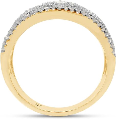 مجوهرات SAVEARTH DIAMONDS 1 قيراط (Cttw) مقطوعة بشكل دائري من الألماس المويسانتي بصف مزدوج على شكل دمعة للنساء من الذهب عيار 14 قيراط فوق الفضة الإسترلينية (لون G-H، وضوح VVS1) in Kuwait