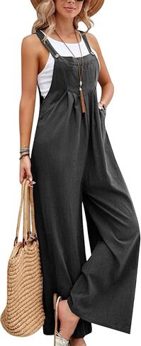 Gihuo Women's Loose Fit Fashion Overalls Wide Leg Baggy Bib Overalls Jumpsuit in Kuwait