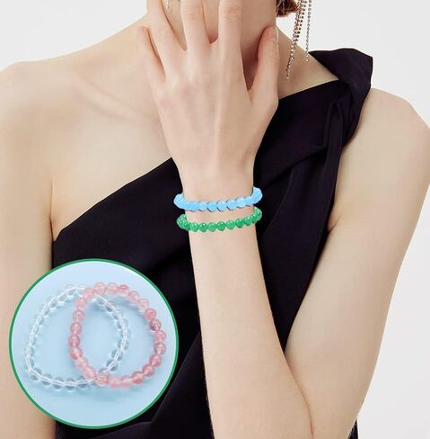 FINZOR 14Pcs 8MM Healing Stone Beaded Bracelets for Women Men Semi-Precious Gemstones Bracelets Crystal Beaded Bracelet Unisex Adjustable Stretch Bracelets in Kuwait