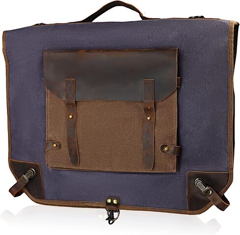 Waxed Canvas Leather Suit Luggage Garment Bag with Shoulder Strap for Work and Business in Kuwait