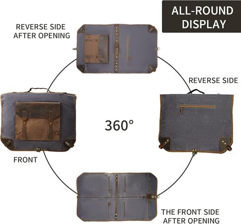 Waxed Canvas Leather Suit Luggage Garment Bag with Shoulder Strap for Work and Business in Kuwait