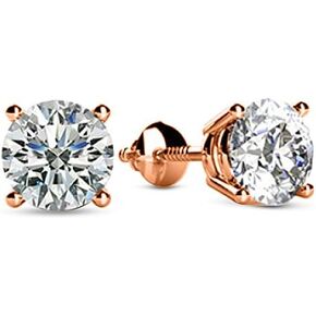 1 to 8 Carat 14K White Gold IGI Certified LAB-GROWN Round Cut Diamond Earrings 4 Prong Screw Back Ultra Premium Collection (E-F Color, VS1-VS2 Clarity)