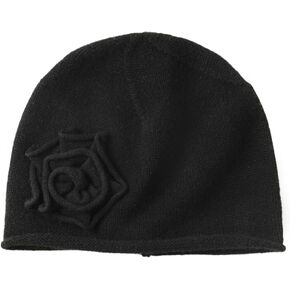 100% Pure Cashmere Beanie Hat for Women, Fashion Soft Rose Flower Beanie Hat with Gift Box, Valentine's Day Gift