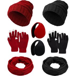 8 Pieces Winter Warm Knitted Sets Knit Hat Touch Screen Gloves Knitted Scarf and Winter Earmuffs for Men or Women in Saudi Arabia