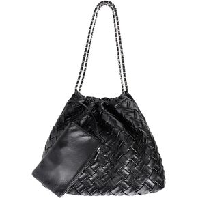 Woven Bag for Women, Vegan Leather Tote Bag Summer Beach Handbag Purse Retro Handmade Travel Shoulder Bag
