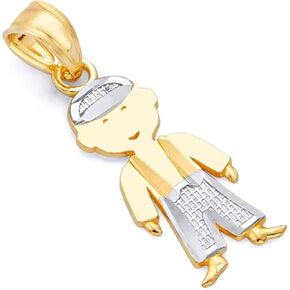 The World Jewelry Center 14k REAL Yellow Gold Charm Pendant - 5 Different Style Available
