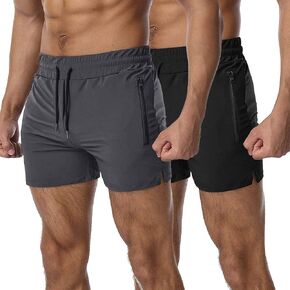 EVERWORTH Men's Running Gym Shorts Lightweight Workout Short Fitted Quick Dry Swim Trunks Shorts with Zipper Pockets in Kuwait