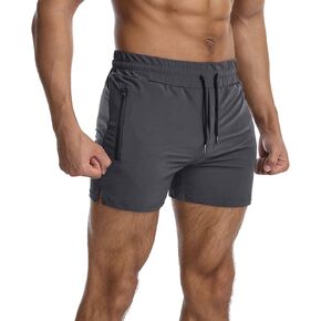 EVERWORTH Men's Running Gym Shorts Lightweight Workout Short Fitted Quick Dry Swim Trunks Shorts with Zipper Pockets