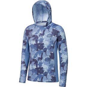 BASSDASH Men’s UPF 50+ Fishing Hiking Camo Hoodie Shirt with Face Mask Lightweight Neck Gaiter Long Sleeve