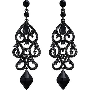 Flyonce Rhinestone Crystal Wedding Art Deco Floral Chandelier Dangle Earrings for Women in Kuwait
