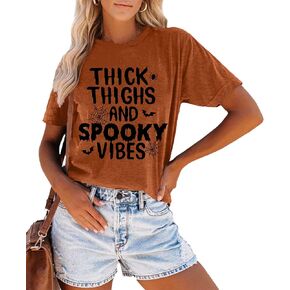 Spooky Season Shirt Women Halloween T-Shirt Funny Witch Bat Graphic Tee Short Sleeve Fall Shirt Tops