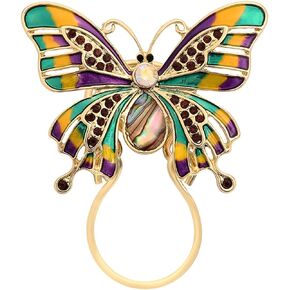 SENFAI Enamel Colorful Butterfly Abalone Shell Crystal Magnetic Eyeglass Holder Brooch and Pin