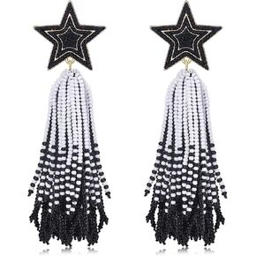 BSJELL Star Earrings Dangling for Women Beaded Star Tassel Drop Earrings Handmade Statement Bohemian Waterfall Earrings Cowgirl Party Concert Costume Accessory Gift in Kuwait