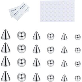 JOERICA Fake Nose Eyebrow Ring Fake Lip Labret Studs Replacement Ball with 40pcs Sticker Faux Nose Studs Non-Piercing Body Jewelry Fake Skin Piercing