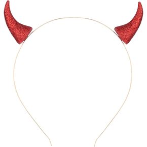 SWEETOP Devil Horns Headband Gothic Glitter Horns Hairband Headwear Halloween Cosplay Party Horns Headbands For Woman Gift in Saudi Arabia