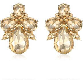 EVER FAITH Wedding Rhinestone Crystal Art Deco Stud Earring for Bride, Banquet Prom Sparkly Multi Teardrop Marquise Earrings for Woman in Saudi Arabia