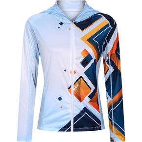 Women's UPF 50+ Sun Protection Shirt Printed UV Hoodie Jacket Full Zip with Pockets