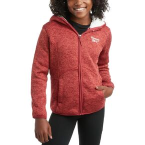 Reebok Girls’ Active Sweatshirt – Sherpa Lined Sweater Fleece Zip Hoodie Sweatshirt – Heavyweight Sweatshirt for Girls (4-16)