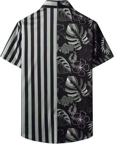 قمصان JOGAL الرجالية على شكل زهرة فلامينجو هاواي بأكمام قصيرة وأزرار سفلية للشاطئ in Kuwait