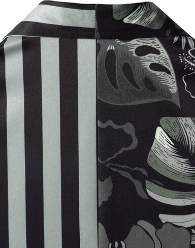 قمصان JOGAL الرجالية على شكل زهرة فلامينجو هاواي بأكمام قصيرة وأزرار سفلية للشاطئ in Kuwait