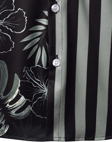 قمصان JOGAL الرجالية على شكل زهرة فلامينجو هاواي بأكمام قصيرة وأزرار سفلية للشاطئ in Kuwait