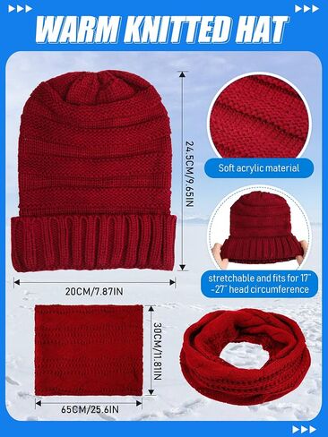 8 Pieces Winter Warm Knitted Sets Knit Hat Touch Screen Gloves Knitted Scarf and Winter Earmuffs for Men or Women in Saudi Arabia
