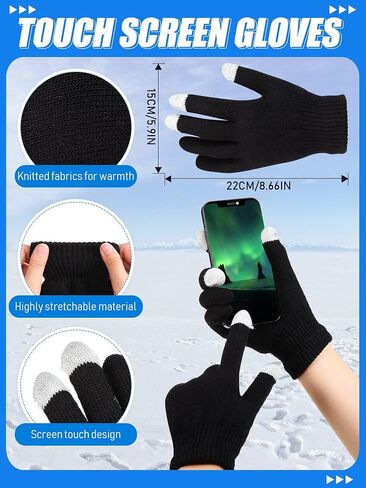 8 Pieces Winter Warm Knitted Sets Knit Hat Touch Screen Gloves Knitted Scarf and Winter Earmuffs for Men or Women in Saudi Arabia